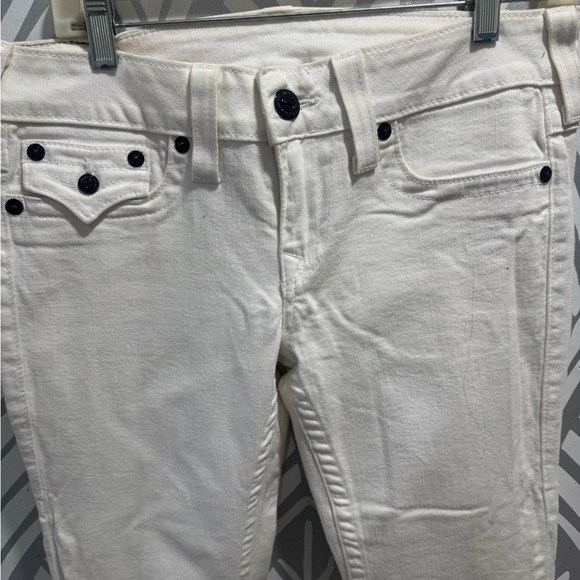 True Religion White Straight Leg Jeans With Sequence Eagle - Picture 8 of 11